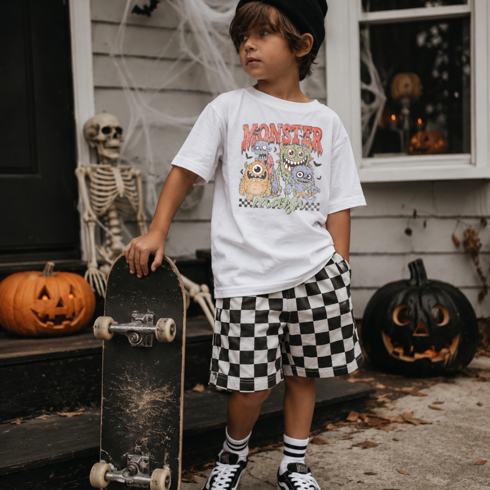 Monster Mash Skater Halloween Shirt for Boys | Trendy Toddler & Youth Halloween Tee