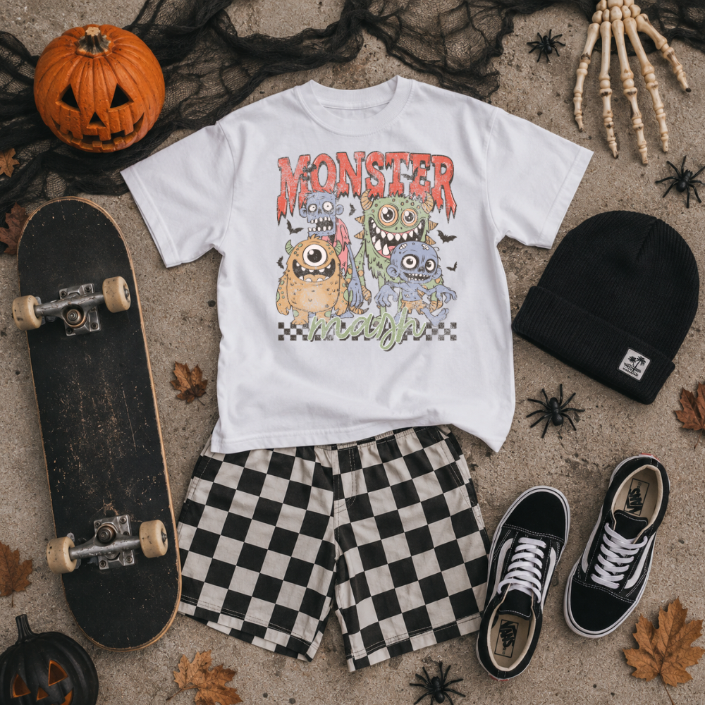 Monster Mash Skater Halloween Shirt for Boys | Trendy Toddler & Youth Halloween Tee