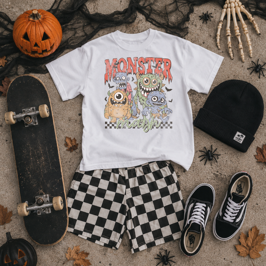 Monster Mash Skater Halloween Shirt for Boys | Trendy Toddler & Youth Halloween Tee
