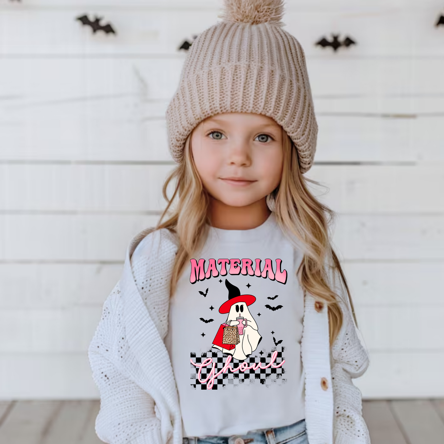 Material Ghoul Halloween Shirt for Kids - Comfort Colors