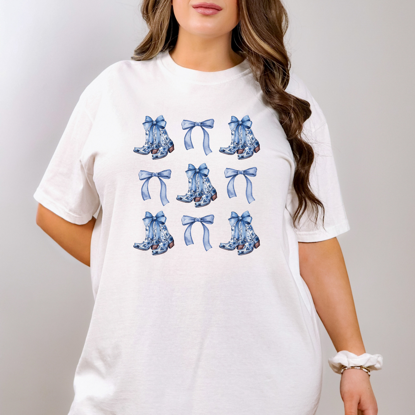 Chinoiserie Cowgirl Boots and Bow Shirt