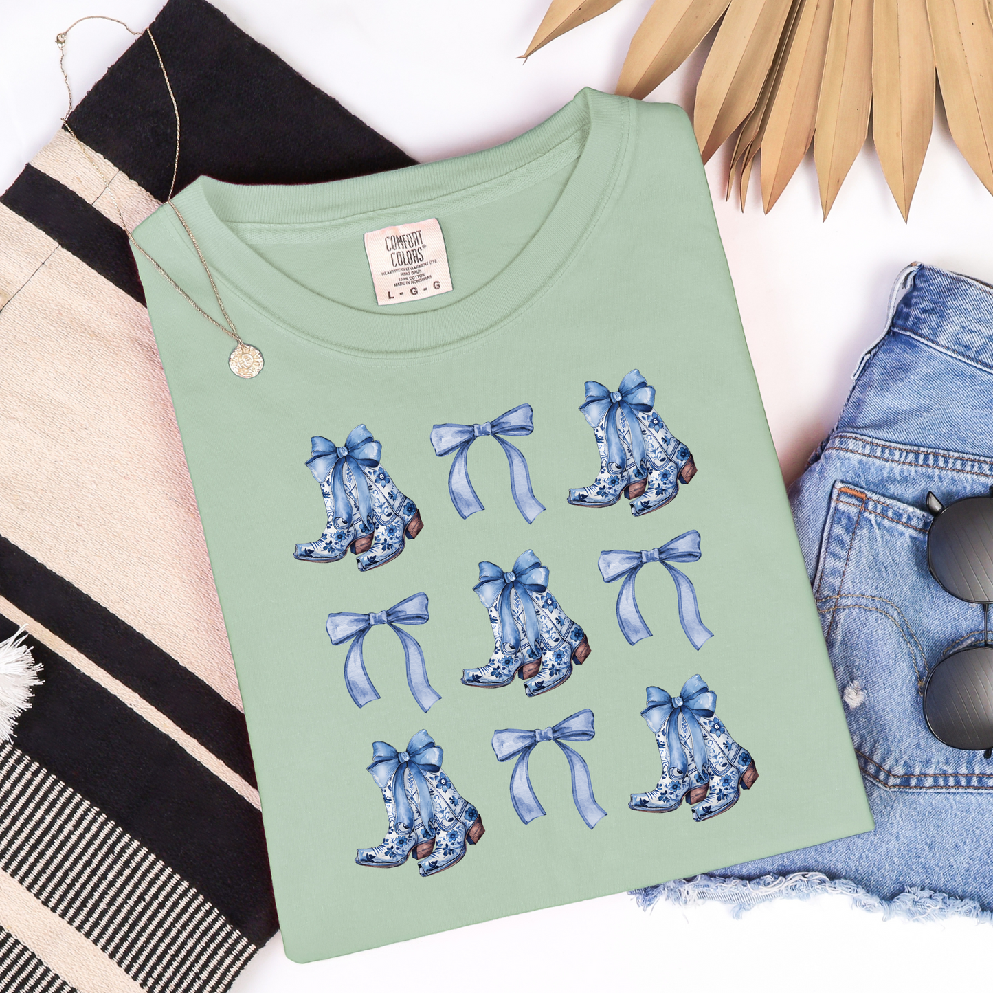 Chinoiserie Cowgirl Boots and Bow Shirt