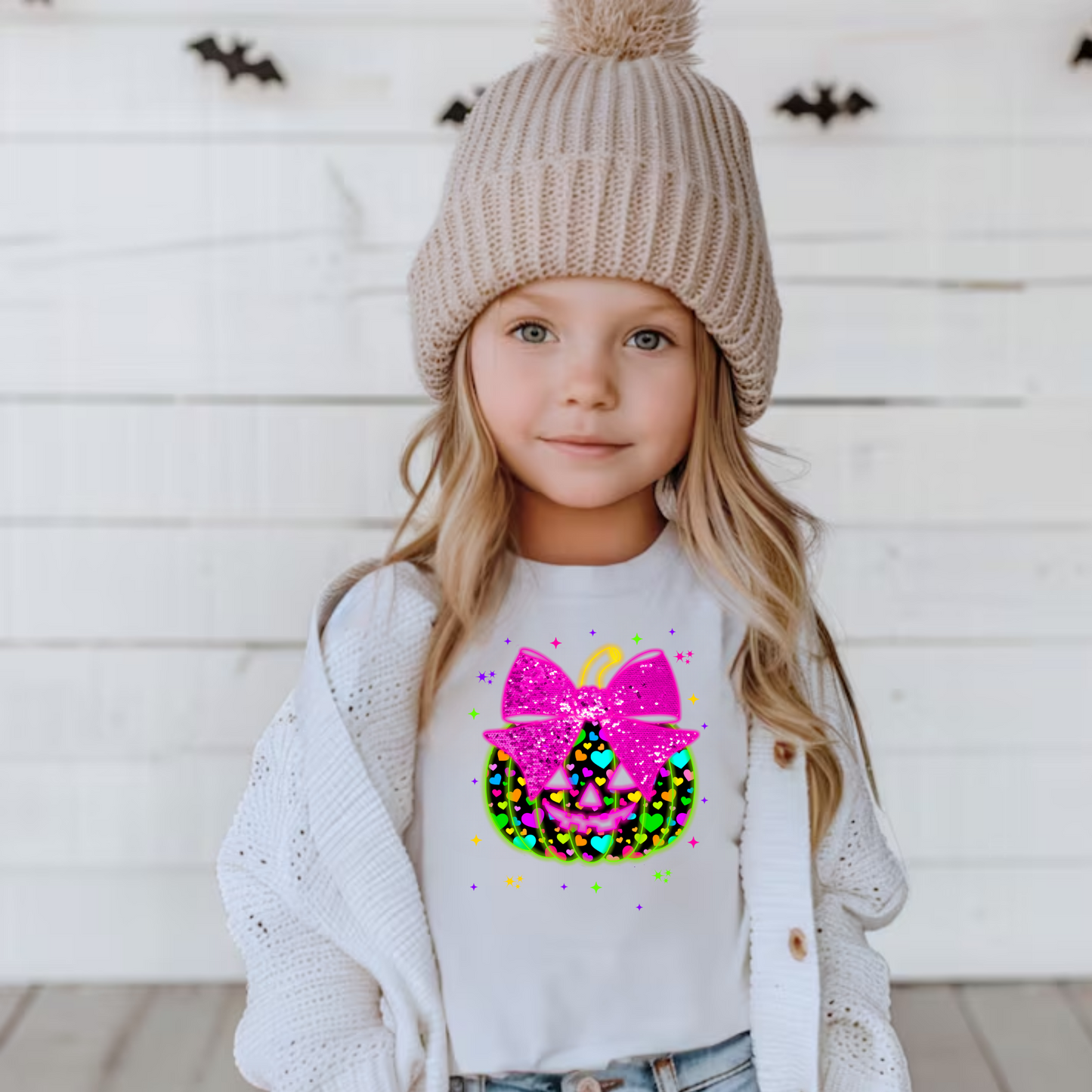 Neon Jack-o’-lantern Halloween Shirt for Kids - Comfort Colors