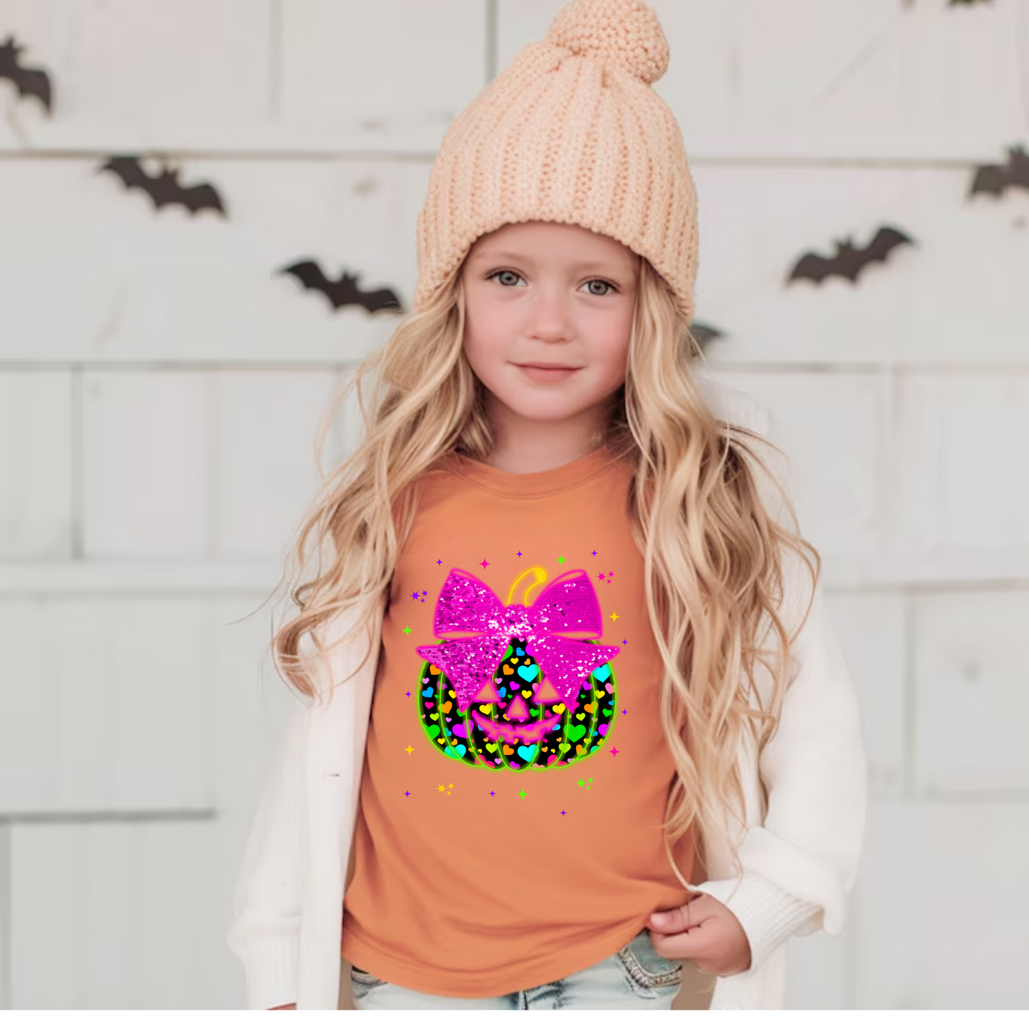 Neon Jack-o’-lantern Halloween Shirt for Kids - Comfort Colors