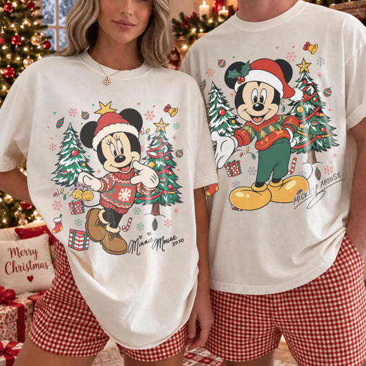 CHRISTMAS PARTY MATCHING COUPLES SHIRTS - MICKEY & MINNIE COMFORT COLORS