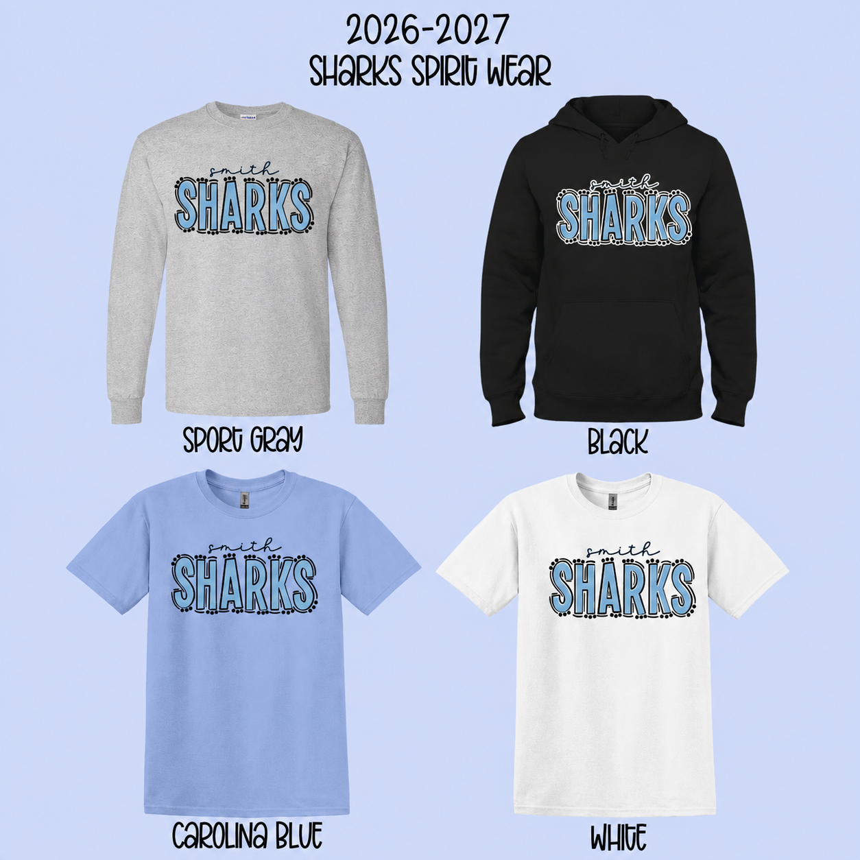 Smith Sharks Dotted Varsity Spirit Wear | Alberta Smith Elementary