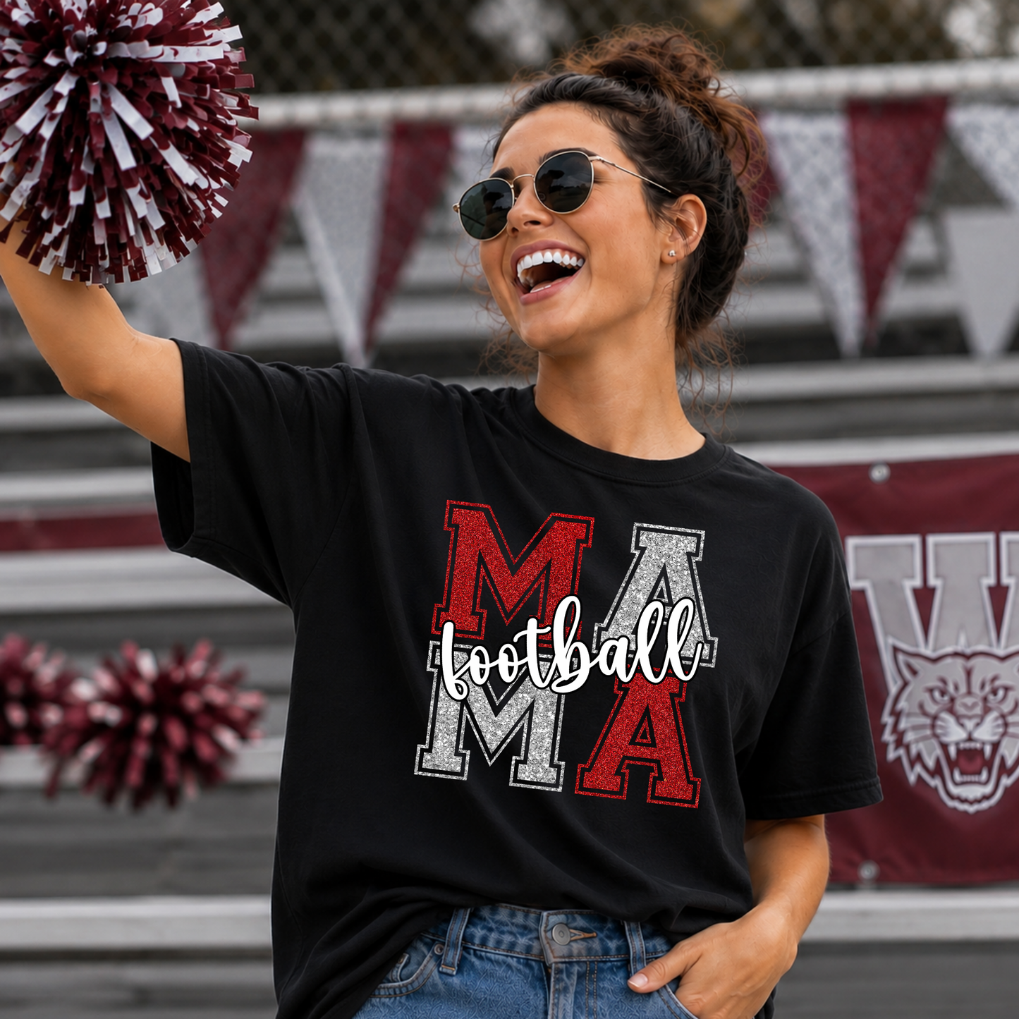 Custom Football Mama Shirt in Team Colors | Comfort Colors Game Day Tee