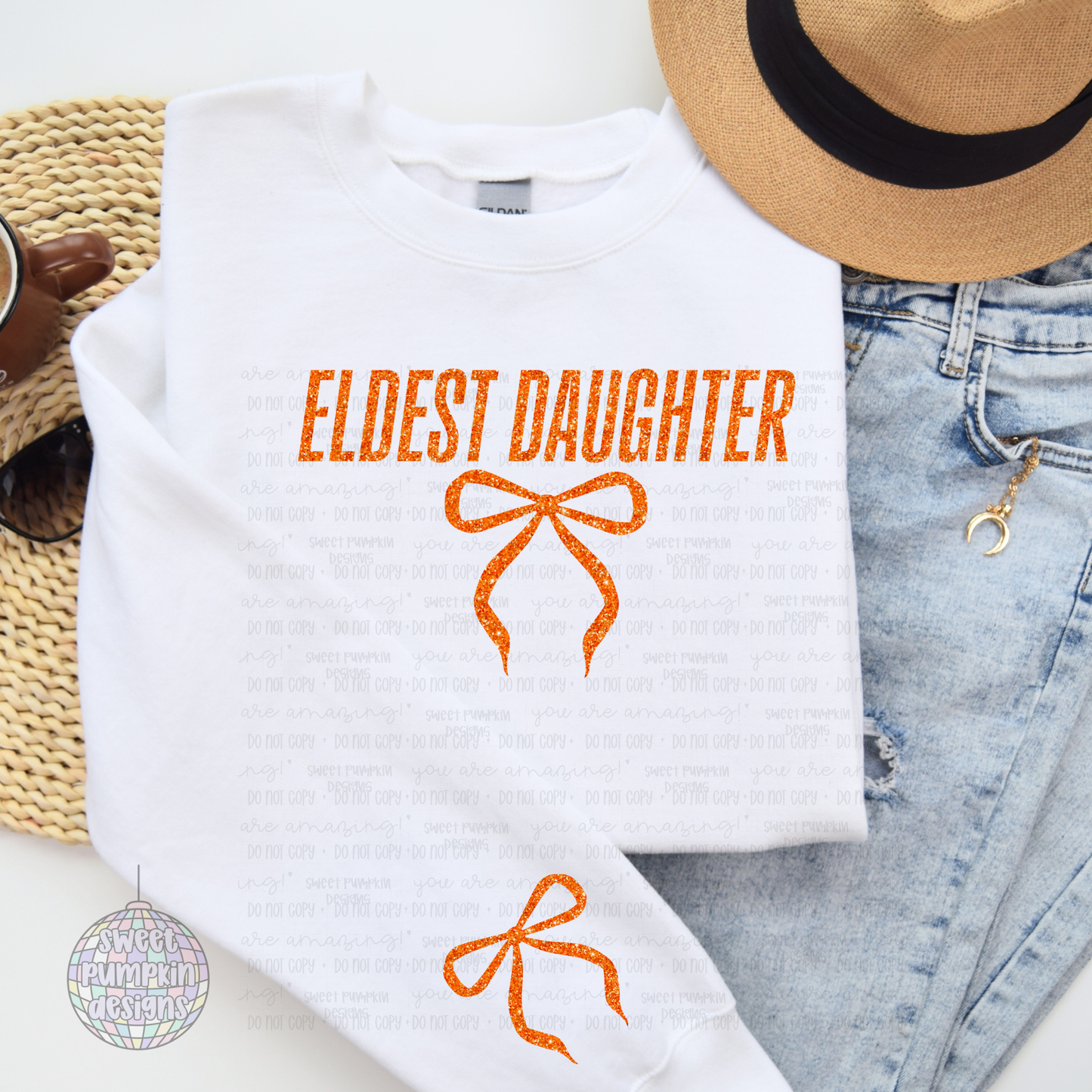 ELDEST DAUGHTER SWEATSHIRT W/ BOW ON SLEEVE