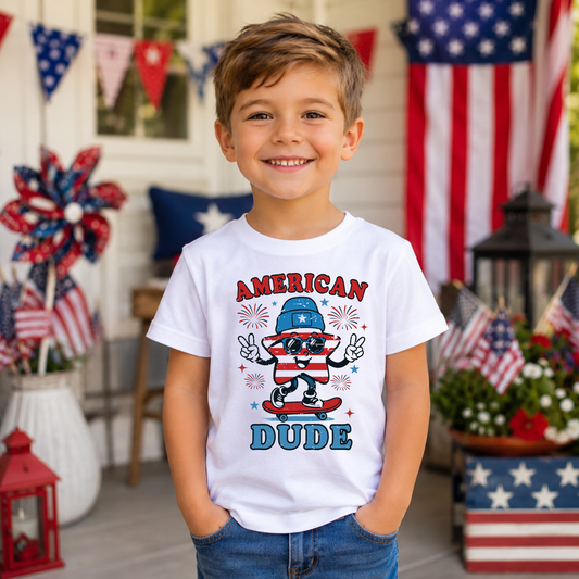 AMERICAN DUDE T-SHIRT - PATRIOTIC SHIRT FOR KIDS