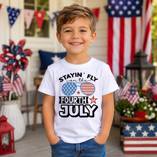 STAYING FLY ON THE 4TH OF JULY T-SHIRT - PATRIOTIC SHIRT FOR KIDS
