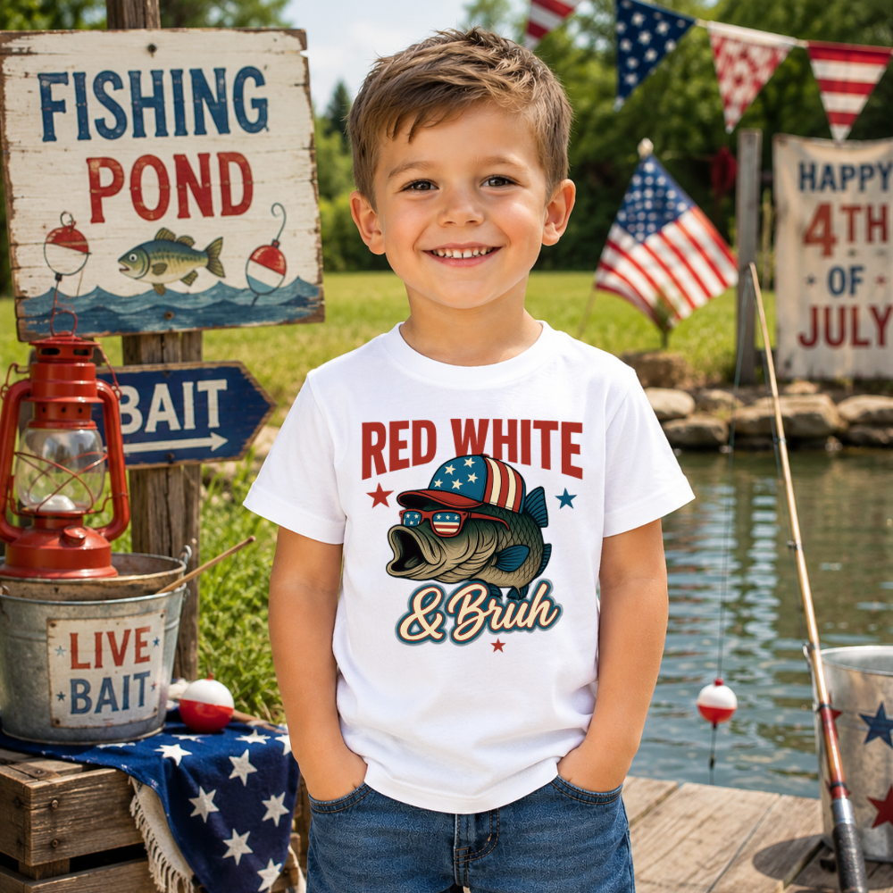 RED WHITE AND BRUH T-SHIRT - PATRIOTIC SHIRT FOR KIDS