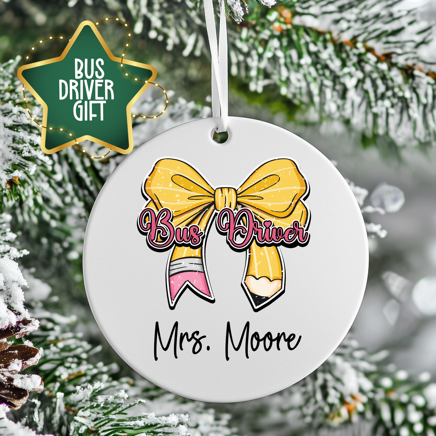 Custom Bus Driver Ornament | Personalized Gift Under $25