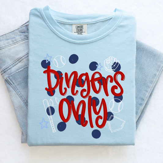 Dingers Only Baseball Game Day Shirt for Women | Baseball Mom Outfit | Comfort Colors Tee | Game Day Shirt | Gift for Baseball Mom