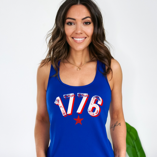 Patriotic 1776 Racerback Tank Top for Women | 4th of July Outfit | Red White and Blue Tank