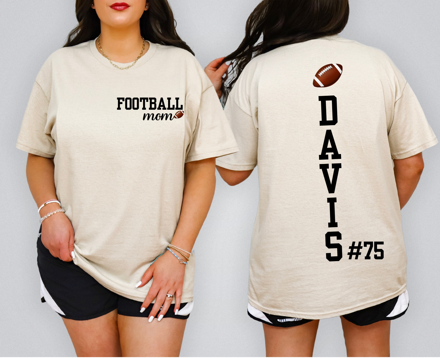 Football Mom Comfort Colors Shirt | Personalized Name & Number Back | Custom Game Day T-Shirt