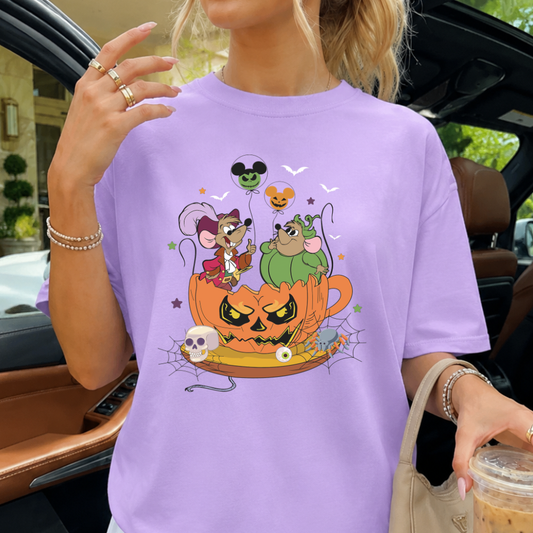 GUS GUS & JAQ PUMPKIN TEACUP Halloween Shirt | Magical Theme Park Shirt & Tank | Adult Comfort Colors Tee