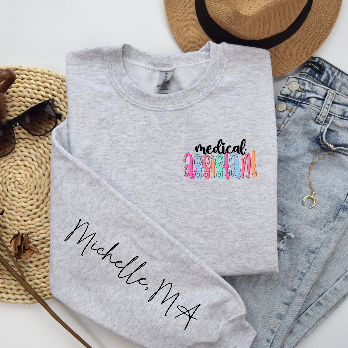 Custom Medical Assistant Crewneck Sweatshirt | Personalized MA Sweater | Healthcare Worker Gift | Medical Assistant Student Apparel