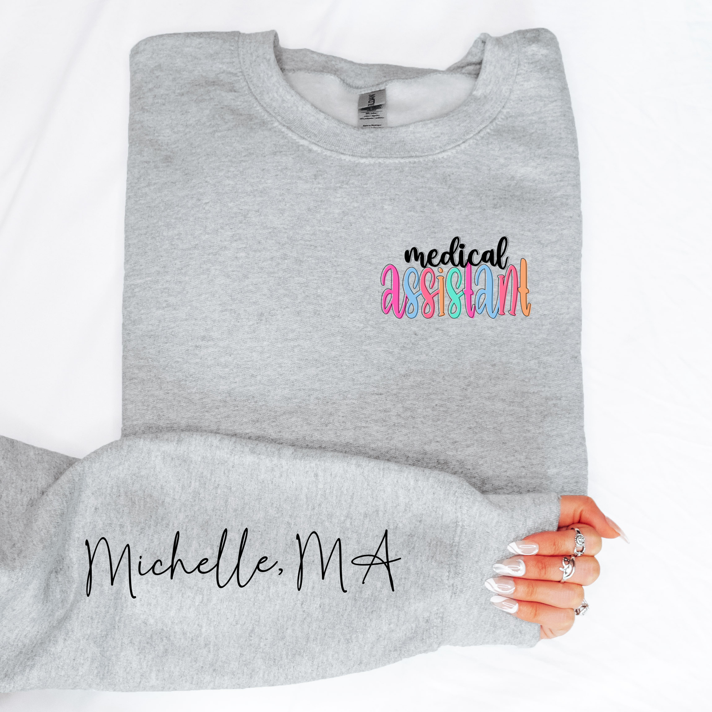 Custom Medical Assistant Crewneck Sweatshirt | Personalized MA Sweater | Healthcare Worker Gift | Medical Assistant Student Apparel