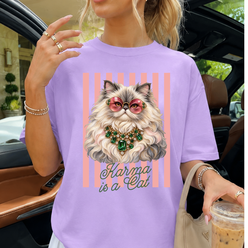 Fancy Karma Cat Shirt – Comfort Colors Short-Sleeve or Long-Sleeve Tee