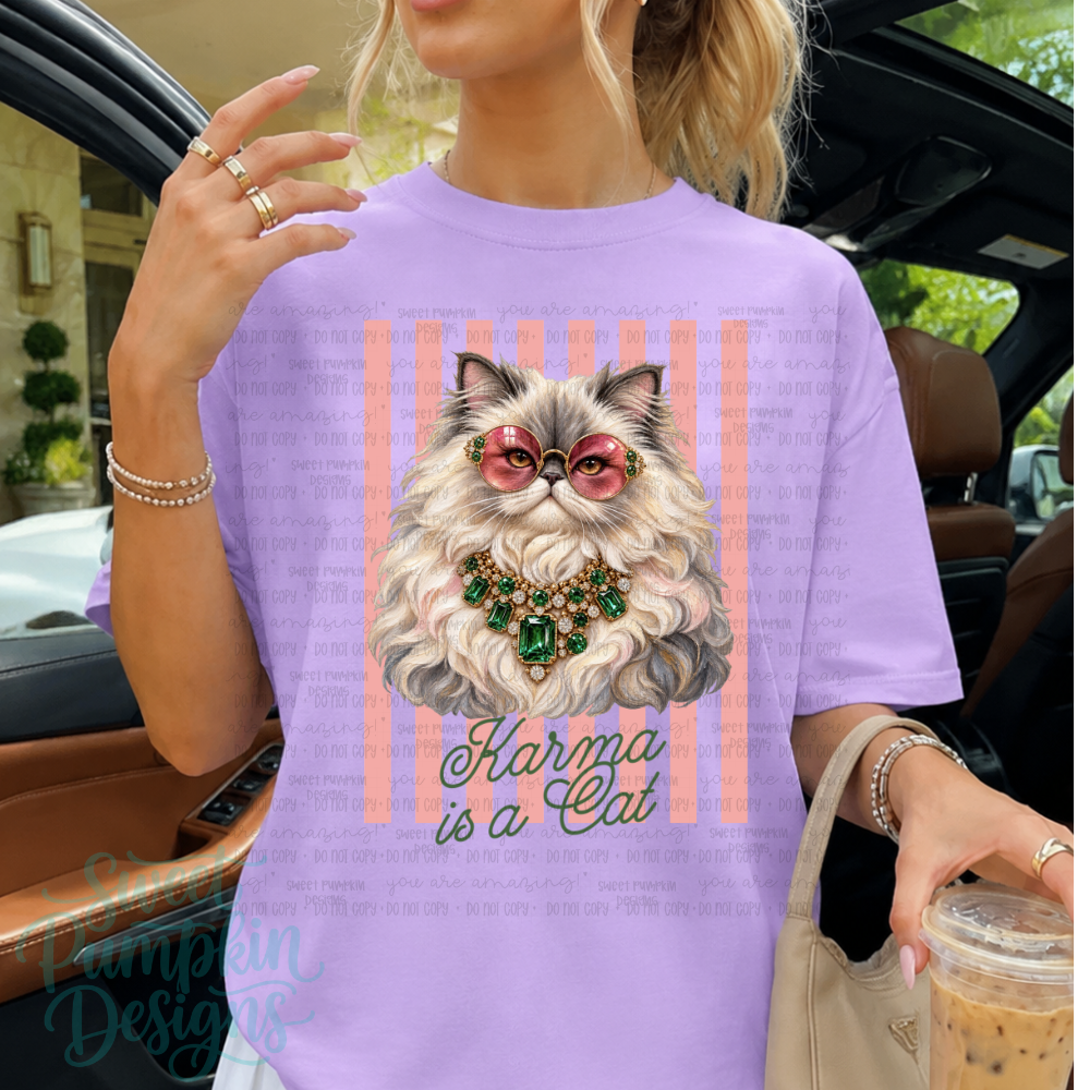 Fancy Karma Cat Shirt – Comfort Colors Short-Sleeve or Long-Sleeve Tee