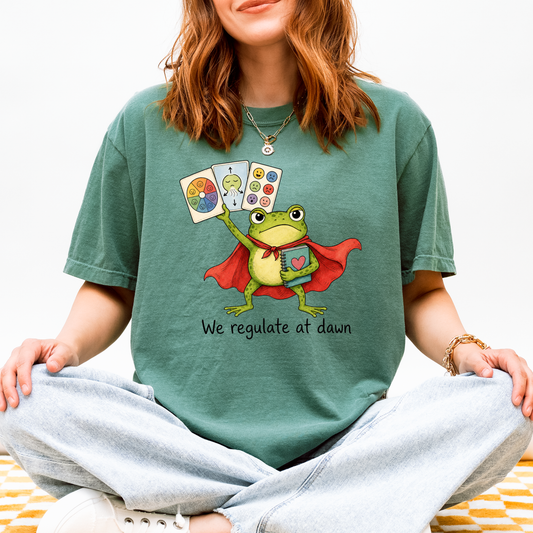 Funny School Counselor Shirt | Elementary School Counselor Comfort Colors® T-Shirt | SEL Teacher Tee | School Psychologist Gift | We Regulate at Dawn