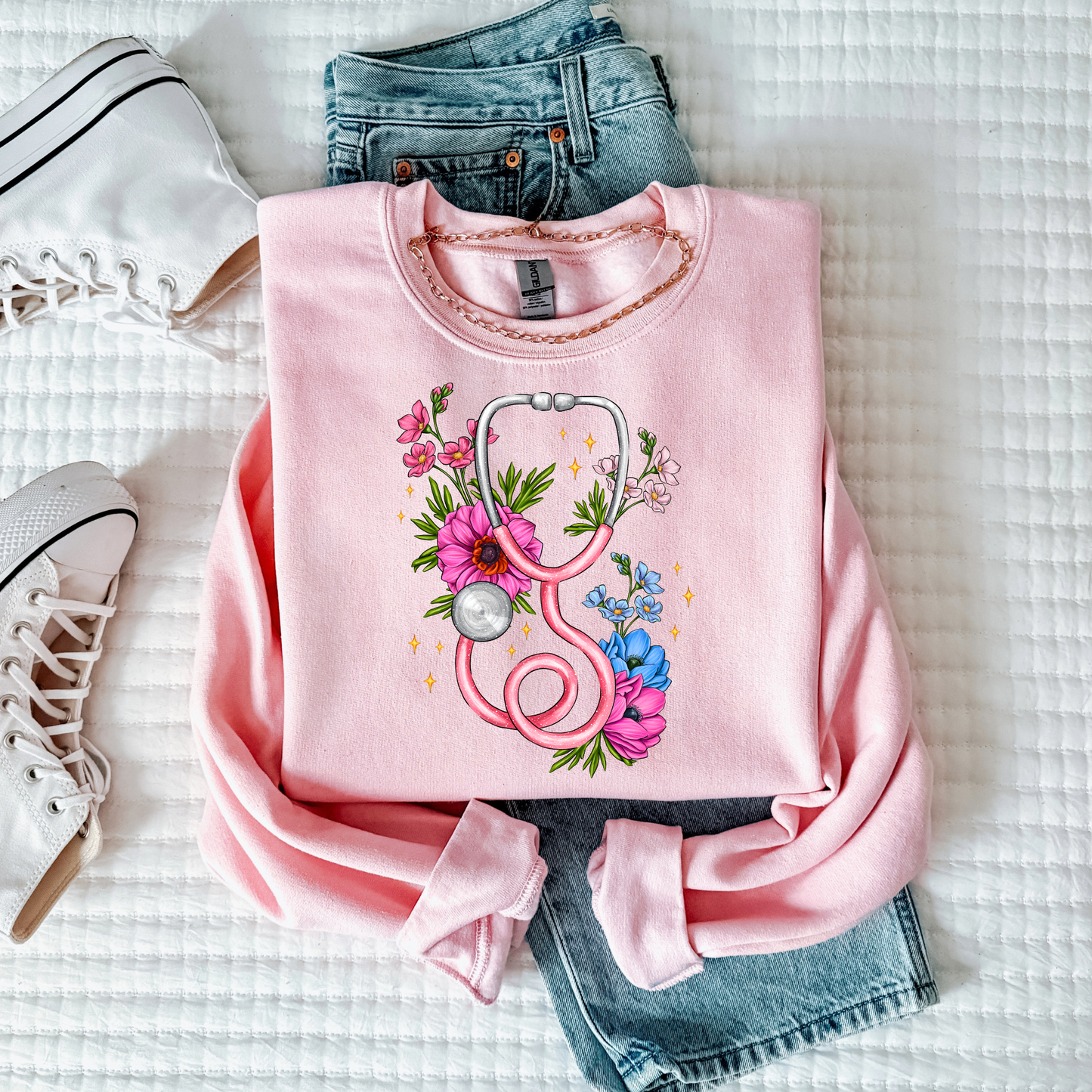 Nurse Floral Stethoscope Sweatshirt