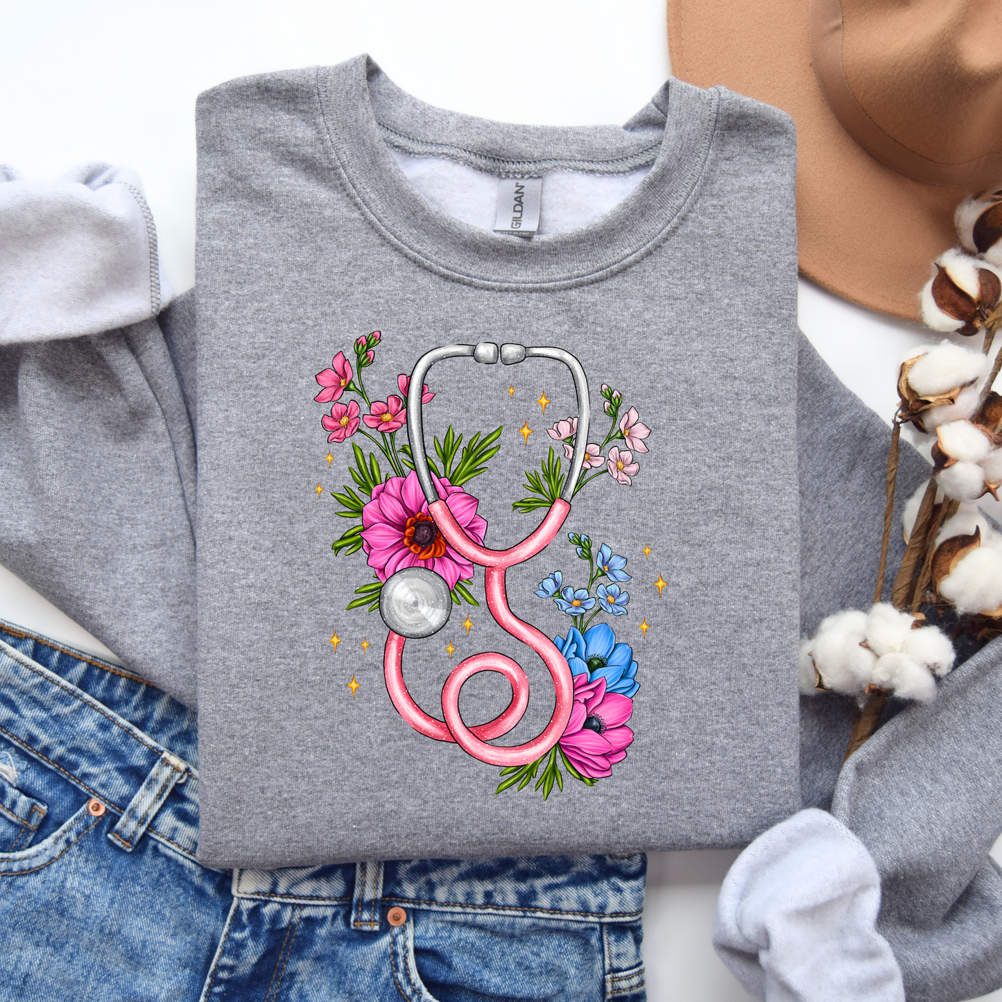 Nurse Floral Stethoscope Sweatshirt