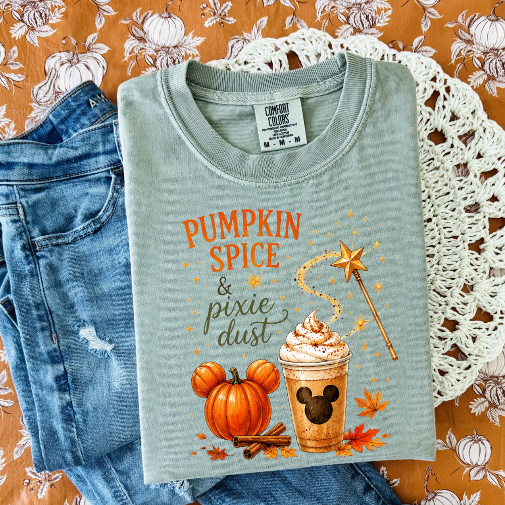 PUMPKIN SPICE & PIXIE DUST - FALL HALLOWEEN COMFORT COLORS TEE