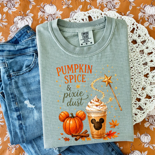 PUMPKIN SPICE & PIXIE DUST - FALL HALLOWEEN COMFORT COLORS TEE