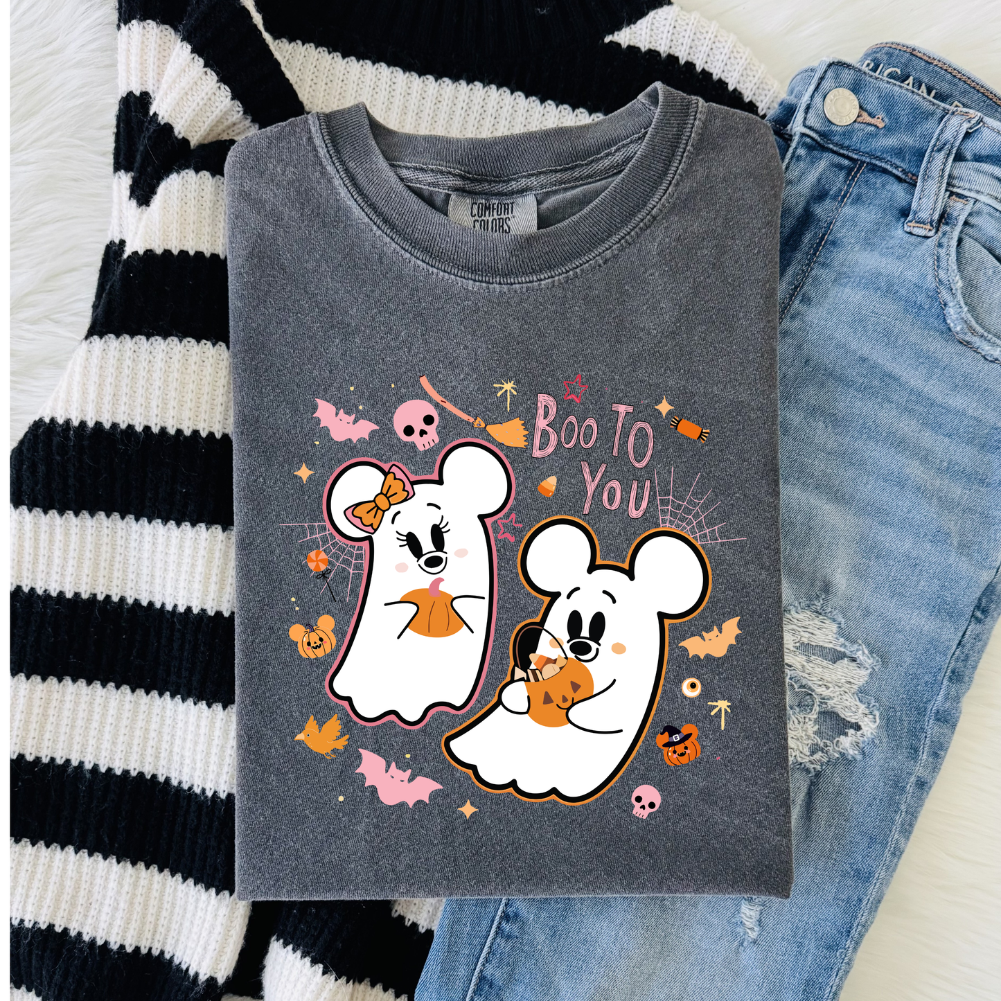 Pink Ghost Boo To You Halloween Shirt | Magical Theme Park Shirt & Tank | Adult Comfort Colors Tee