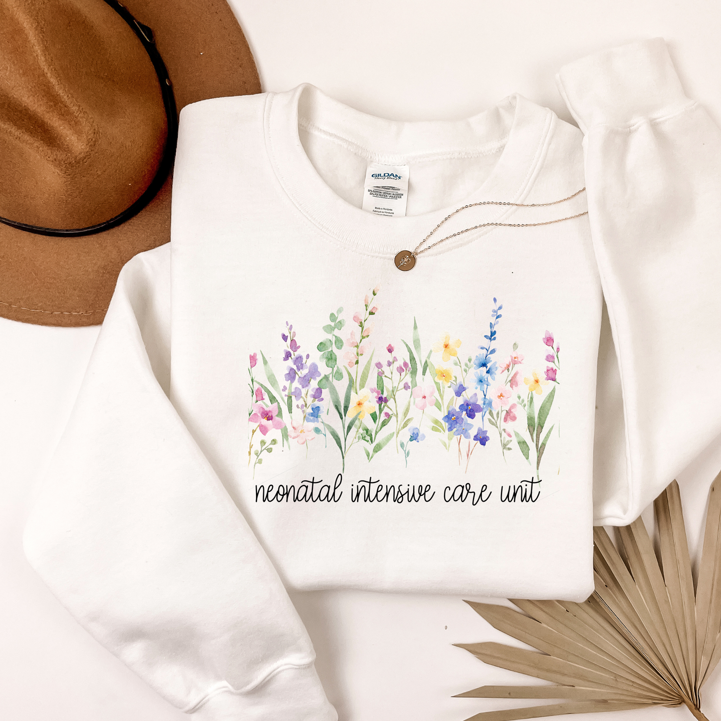 Wildflower NICU nurse crewneck sweatshirt