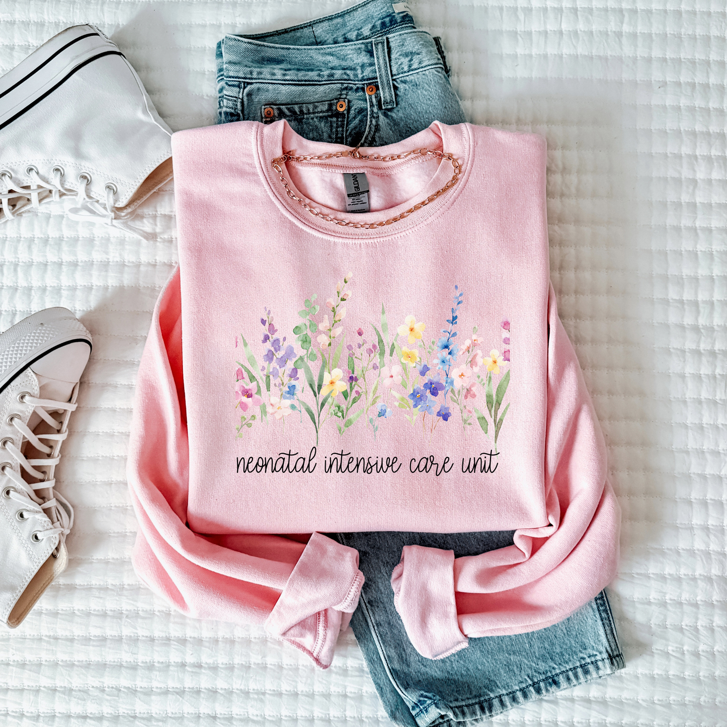Wildflower NICU nurse crewneck sweatshirt