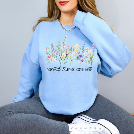 Wildflower NICU nurse crewneck sweatshirt