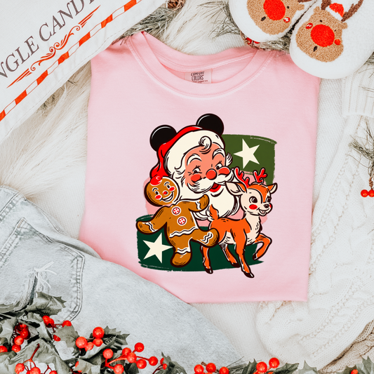 Vintage Santa Mouse Comfort Colors Shirt | Theme Park Christmas Shirt