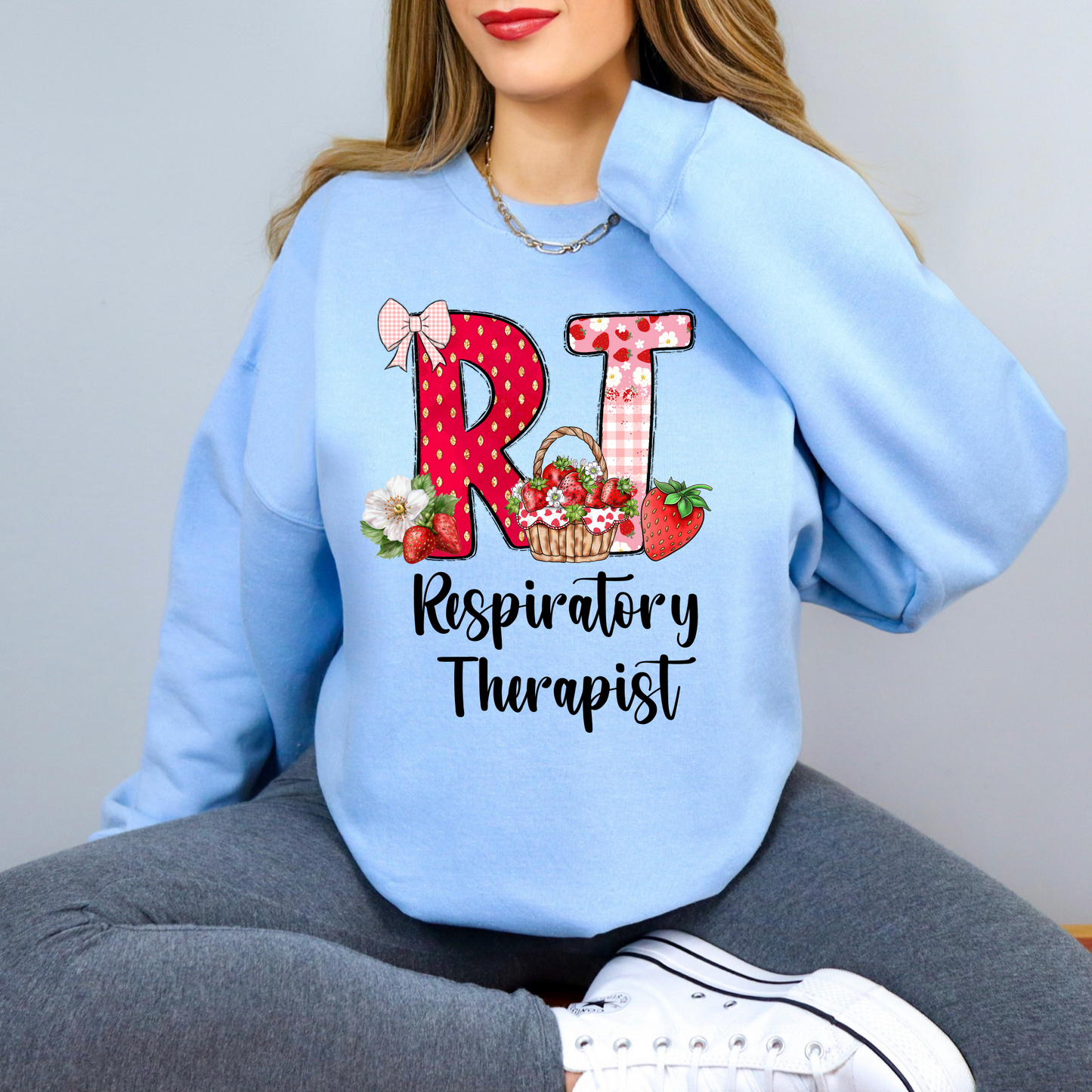 Strawberry Respiratory Therapist Crewneck Sweatshirt