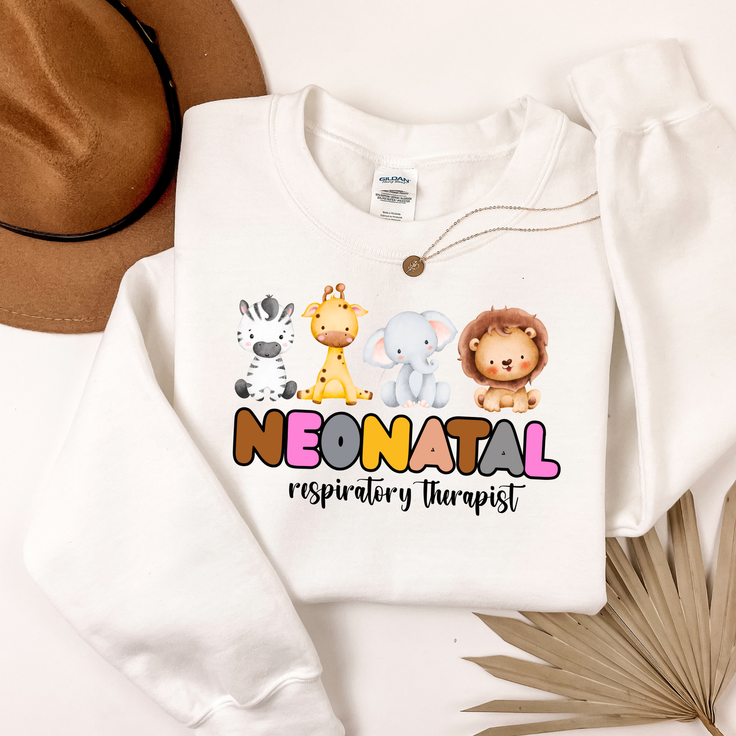 Zoo Animals Neonatal Respiratory Therapist Crewneck Sweatshirt
