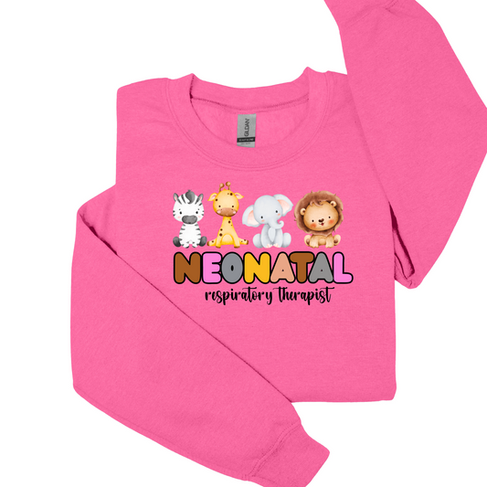 Zoo Animals Neonatal Respiratory Therapist Crewneck Sweatshirt
