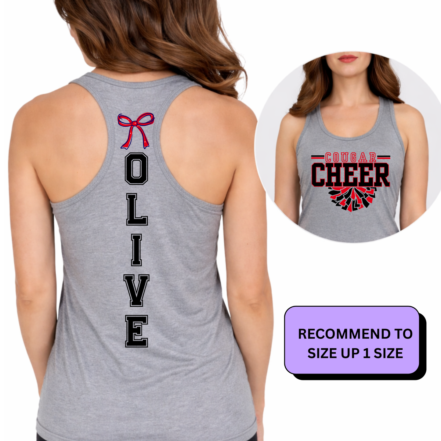 Custom Cheer Team Racerback Tank Top | Personalized Team Name & Cheerleader Name