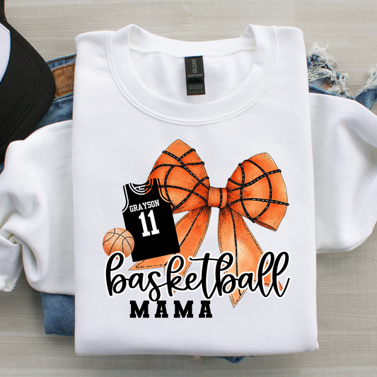 Custom Basketball Mama Sweatshirt with Kids’ Name & Number | Gildan 18000 | Sports Mom Gift