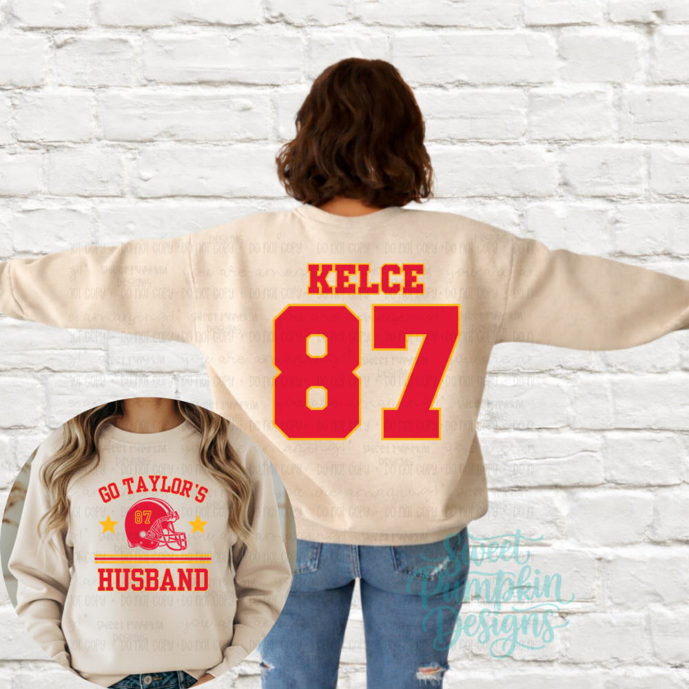 Go Tay’s Hubby Football Crewneck with Football Number on Back