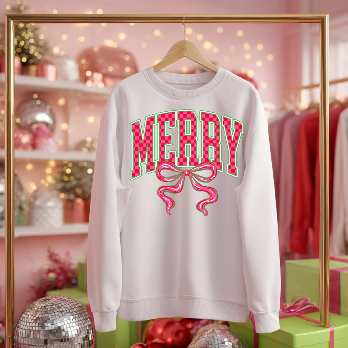 Merry Bow Christmas Sweatshirt | Women’s Holiday Crewneck