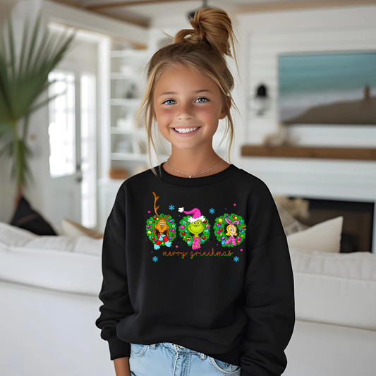 GIRLS CHRISTMAS gr1nchmas SWEATSHIRT | Cozy Holiday Crewneck