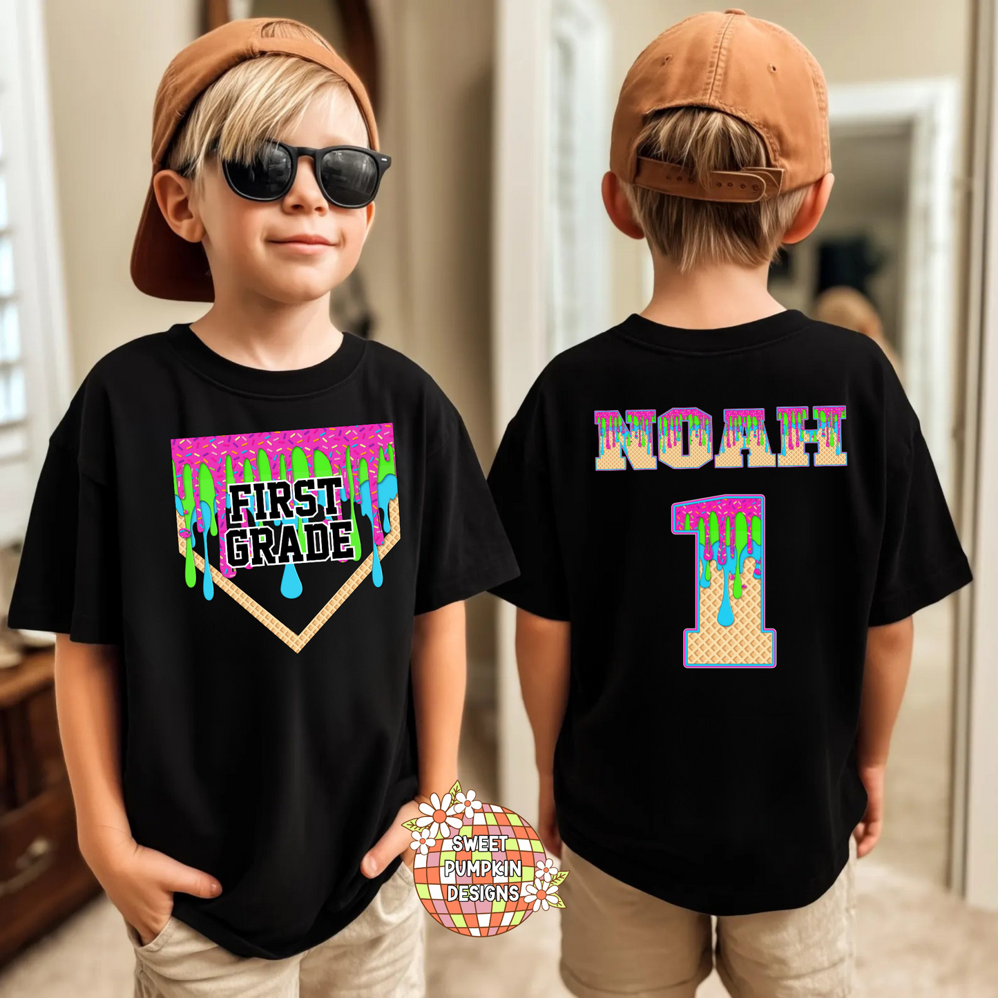 Ice Cream Drip Back to School Shirt for Kids - Cotton Shirt