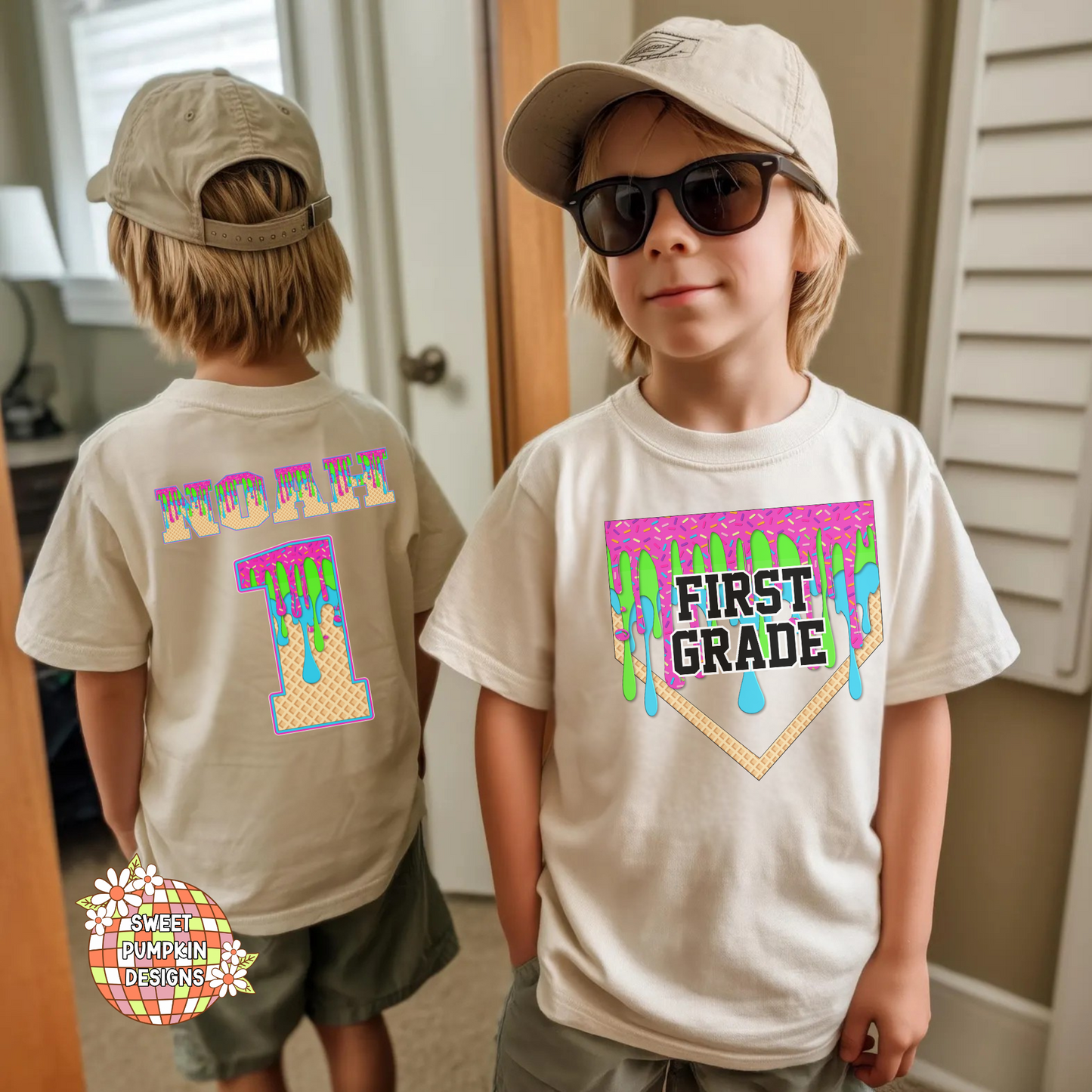 Ice Cream Drip Back to School Shirt for Kids - Cotton Shirt