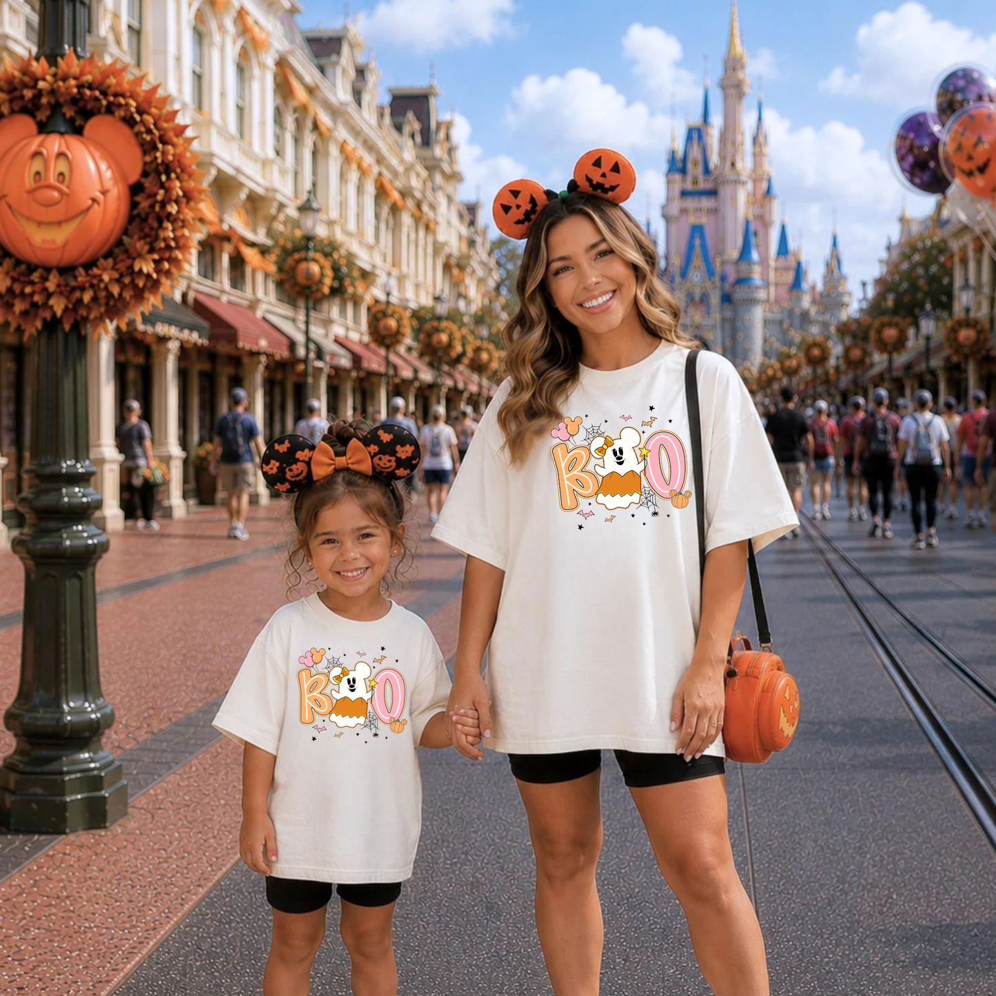 Minnie Pink Halloween Cutie Ghost Shirt Kids & Adults | Family Matching Halloween Tee | Bella+Canvas T-Shirt | Toddler, Youth & Adult Sizes