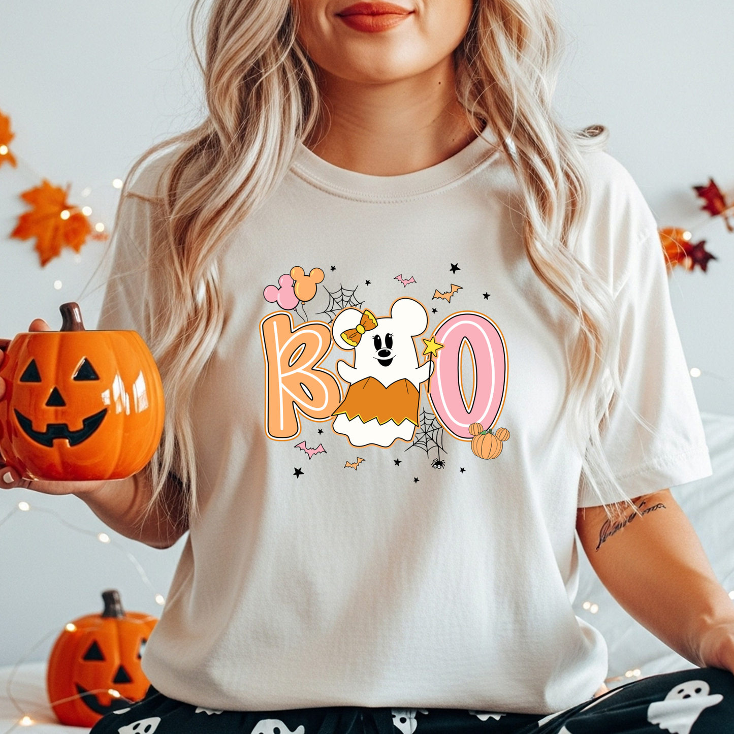 Minnie Pink Halloween Cutie Ghost Shirt Kids & Adults | Family Matching Halloween Tee | Bella+Canvas T-Shirt | Toddler, Youth & Adult Sizes