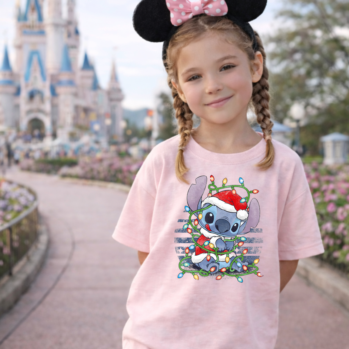 STITCH CHRISTMAS LIGHTS Magical Theme Park Christmas Kids Shirt | Toddler & Youth Sizes