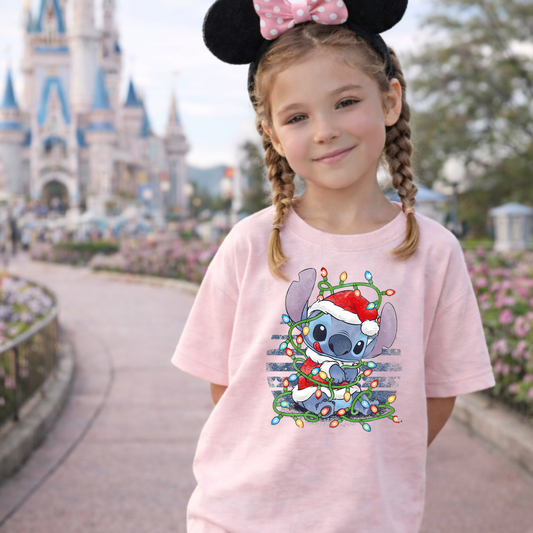 STITCH CHRISTMAS LIGHTS Magical Theme Park Christmas Kids Shirt | Toddler & Youth Sizes