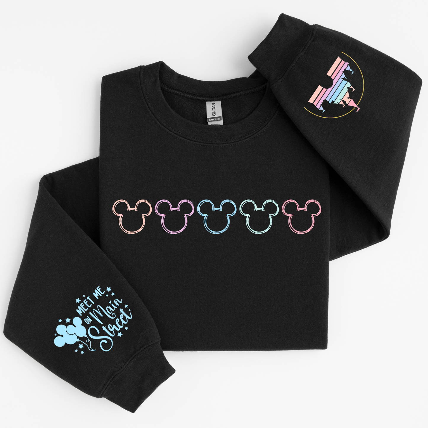 MEET ME ON MAIN ST MOUSE SWEATSHIRT with Sleeve Accents