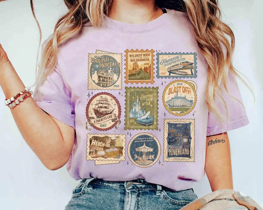 Magic Kingdom Ride Stamps Comfort Colors T-Shirt for Women | Park Day Shirt | Magical Vacation Gift